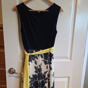 Jessica Howard Navy and Yellow Floral Midi Dress